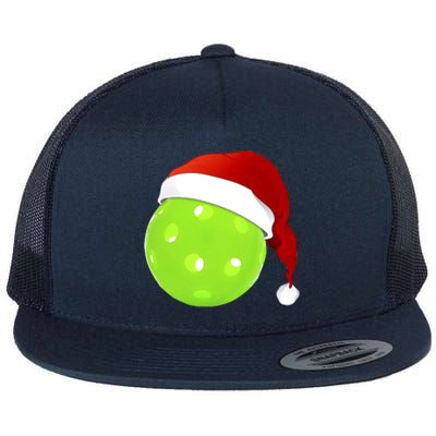 Christmas Santa Claus Hat On A Pickleball Funny Gift Flat Bill Trucker Hat