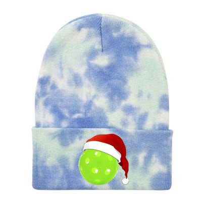 Christmas Santa Claus Hat On A Pickleball Funny Gift Tie Dye 12in Knit Beanie