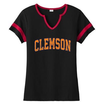 Clemson South Carolina Sc Vintage Athletic Sports Ladies Halftime Notch Neck Tee