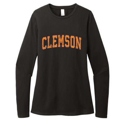 Clemson South Carolina Sc Vintage Athletic Sports Womens CVC Long Sleeve Shirt