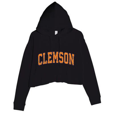 Clemson South Carolina Sc Vintage Athletic Sports Crop Fleece Hoodie