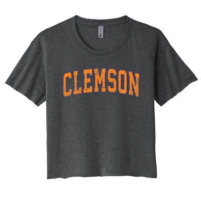 Clemson South Carolina Sc Vintage Athletic Sports Women's Crop Top Tee