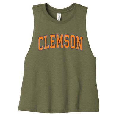 Clemson South Carolina Sc Vintage Athletic Sports Women's Racerback Cropped Tank