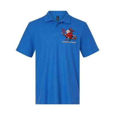 Christmas Santa Claus Is Coming Funny Santa Claus Gift Softstyle Adult Sport Polo