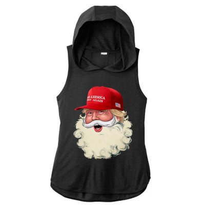 Christmas Santa Claus Donald Trump Make America Great Again Ladies PosiCharge Tri-Blend Wicking Draft Hoodie Tank