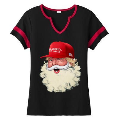 Christmas Santa Claus Donald Trump Make America Great Again Ladies Halftime Notch Neck Tee