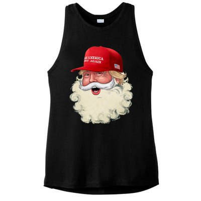 Christmas Santa Claus Donald Trump Make America Great Again Ladies PosiCharge Tri-Blend Wicking Tank