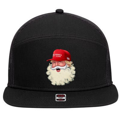 Christmas Santa Claus Donald Trump Make America Great Again 7 Panel Mesh Trucker Snapback Hat