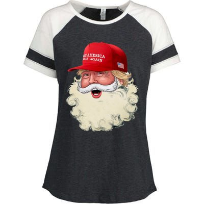 Christmas Santa Claus Donald Trump Make America Great Again Enza Ladies Jersey Colorblock Tee