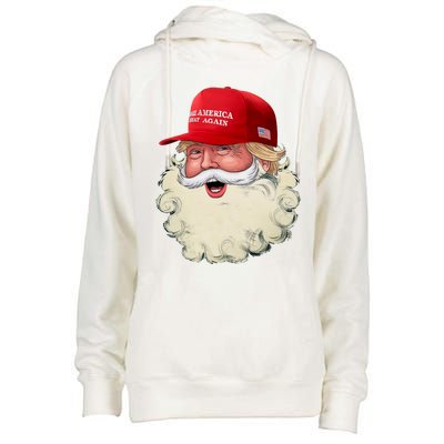 Christmas Santa Claus Donald Trump Make America Great Again Womens Funnel Neck Pullover Hood