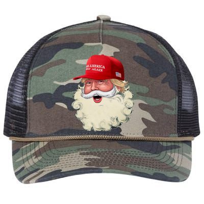 Christmas Santa Claus Donald Trump Make America Great Again Retro Rope Trucker Hat Cap