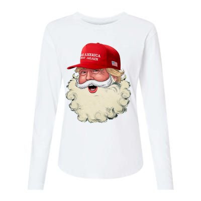 Christmas Santa Claus Donald Trump Make America Great Again Womens Cotton Relaxed Long Sleeve T-Shirt