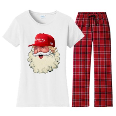 Christmas Santa Claus Donald Trump Make America Great Again Women's Flannel Pajama Set