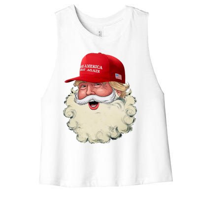 Christmas Santa Claus Donald Trump Make America Great Again Women's Racerback Cropped Tank