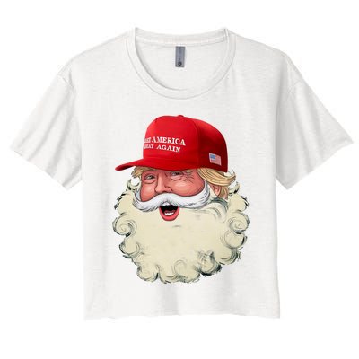 Christmas Santa Claus Donald Trump Make America Great Again Women's Crop Top Tee