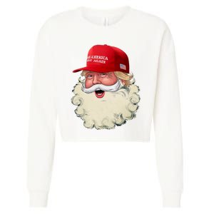 Christmas Santa Claus Donald Trump Make America Great Again Cropped Pullover Crew