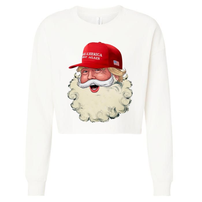 Christmas Santa Claus Donald Trump Make America Great Again Cropped Pullover Crew