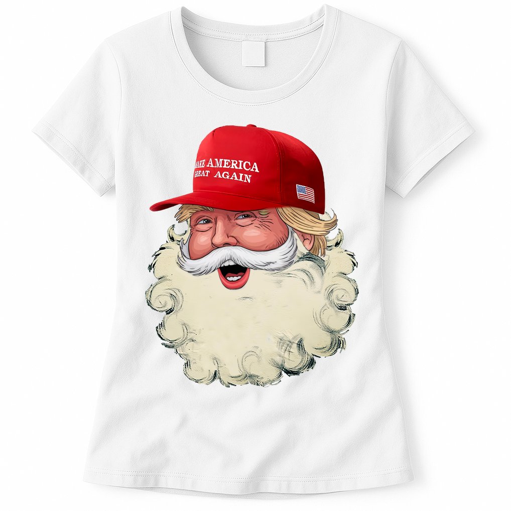 Christmas Santa Claus Donald Trump Make America Great Again Womens T-Shirt
