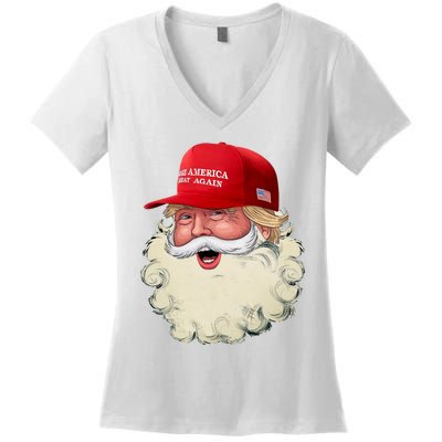 Christmas Santa Claus Donald Trump Make America Great Again Women's V-Neck T-Shirt