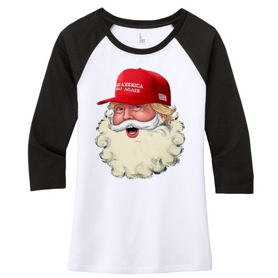 Christmas Santa Claus Donald Trump Make America Great Again Women's Tri-Blend 3/4-Sleeve Raglan Shirt