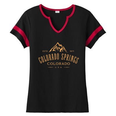 Colorado Springs Colorado Awesome Mountain Design Souvenir Ladies Halftime Notch Neck Tee