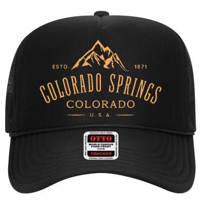 Colorado Springs Colorado Awesome Mountain Design Souvenir High Crown Mesh Back Trucker Hat