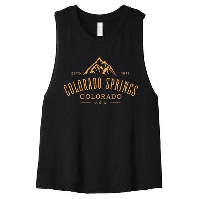 Colorado Springs Colorado Awesome Mountain Design Souvenir Women's Racerback Cropped Tank