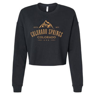 Colorado Springs Colorado Awesome Mountain Design Souvenir Cropped Pullover Crew