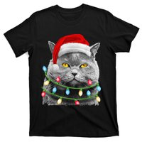 Cat Santa Christmas Tree Lights Xmas Girls Boy Meowy Catmas T-Shirt