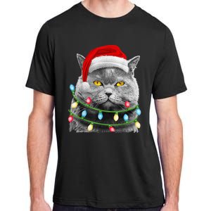 Cat Santa Christmas Tree Lights Xmas Girls Boy Meowy Catmas Adult ChromaSoft Performance T-Shirt