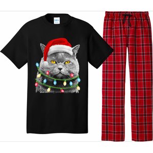 Cat Santa Christmas Tree Lights Xmas Girls Boy Meowy Catmas Pajama Set