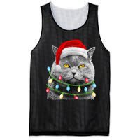 Cat Santa Christmas Tree Lights Xmas Girls Boy Meowy Catmas Mesh Reversible Basketball Jersey Tank