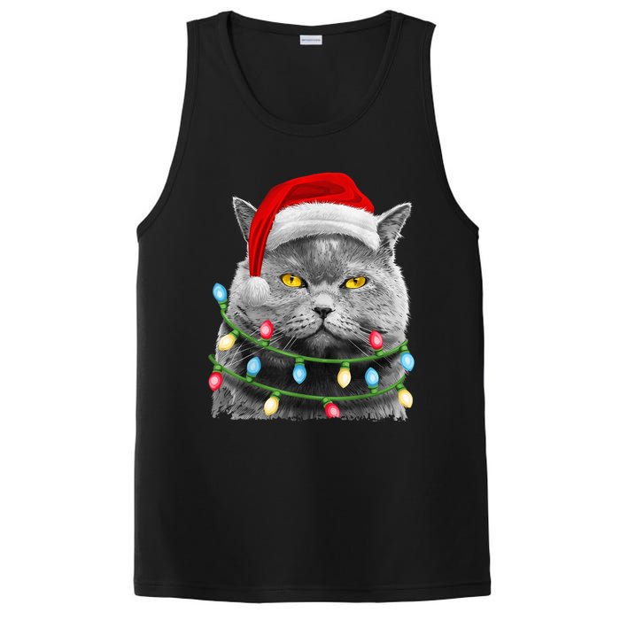 Cat Santa Christmas Tree Lights Xmas Girls Boy Meowy Catmas PosiCharge Competitor Tank