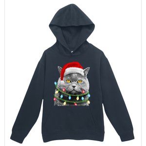 Cat Santa Christmas Tree Lights Xmas Girls Boy Meowy Catmas Urban Pullover Hoodie