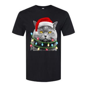 Cat Santa Christmas Tree Lights Xmas Girls Boy Meowy Catmas Softstyle CVC T-Shirt