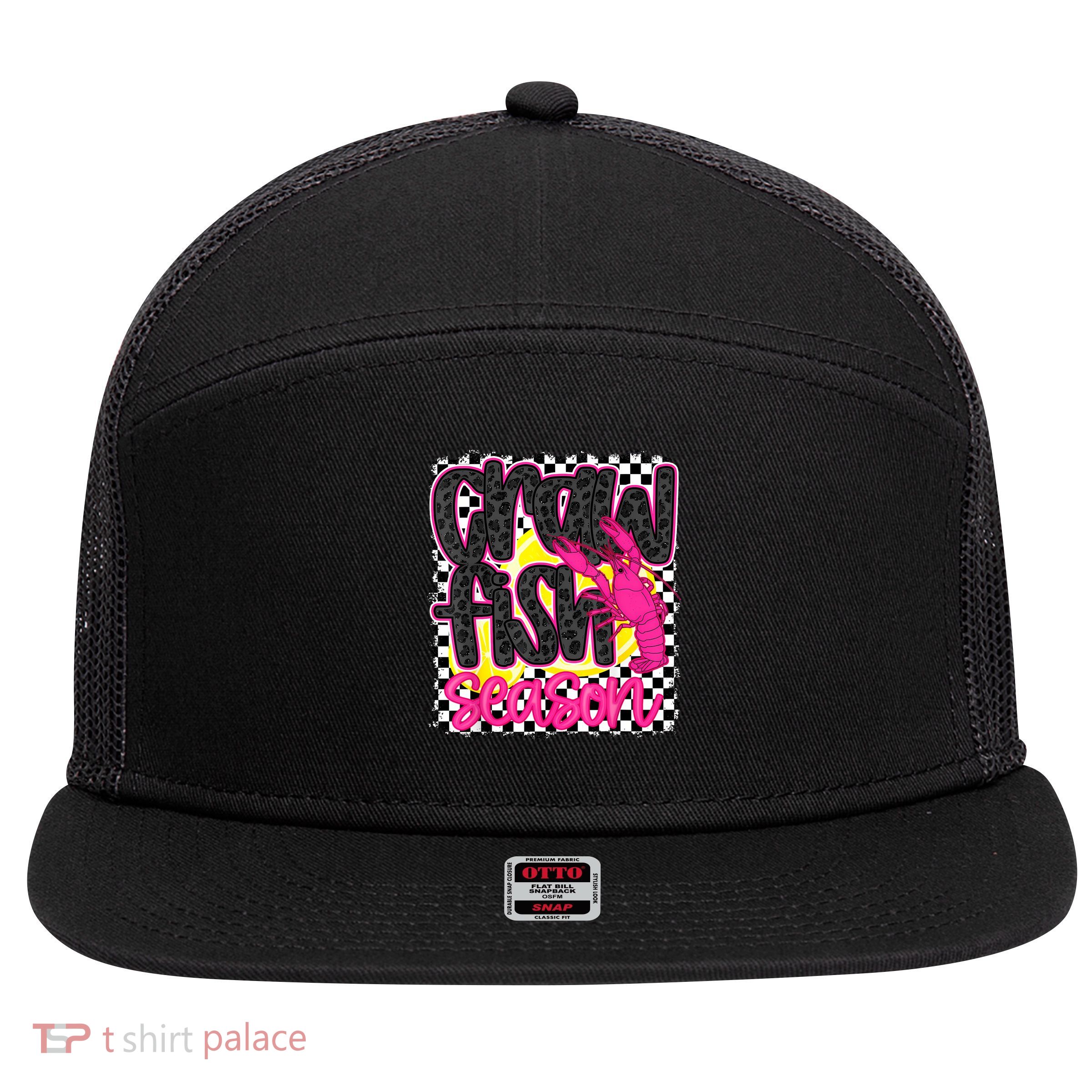 Crawfish Season Crawfish Boil Lobster Cajun  Women 7 Panel Mesh Trucker Snapback Hat