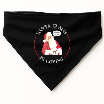 Christmas Santa Claus Is Coming Humorous Holiday Design Cool Gift USA-Made Doggie Bandana