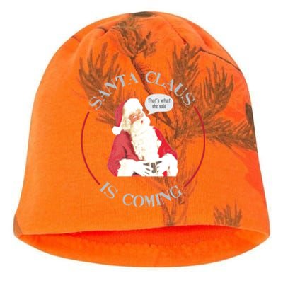 Christmas Santa Claus Is Coming Humorous Holiday Design Cool Gift Kati - Camo Knit Beanie