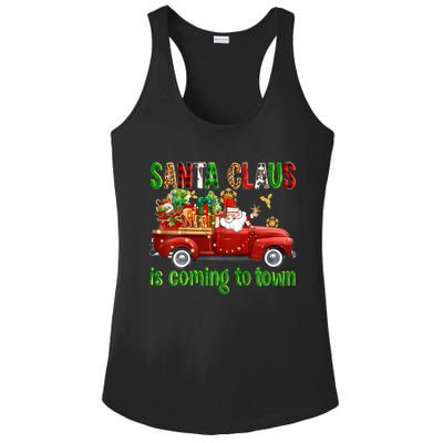 Christmas Santa Claus Is Coming To Town Xmas Red Truck Pjs Gift Ladies PosiCharge Competitor Racerback Tank