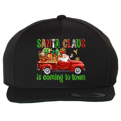 Christmas Santa Claus Is Coming To Town Xmas Red Truck Pjs Gift Wool Snapback Cap