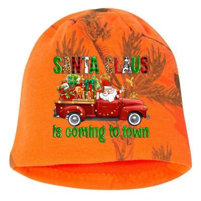 Christmas Santa Claus Is Coming To Town Xmas Red Truck Pjs Gift Kati - Camo Knit Beanie