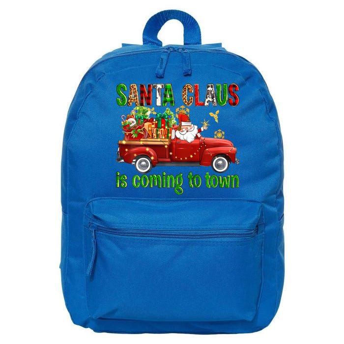 Christmas Santa Claus Is Coming To Town Xmas Red Truck Pjs Gift 16 in Basic Backpack