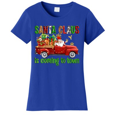 Christmas Santa Claus Is Coming To Town Xmas Red Truck Pjs Gift Women's T-Shirt