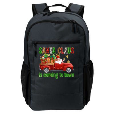 Christmas Santa Claus Is Coming To Town Xmas Red Truck Pjs Gift Daily Commute Backpack