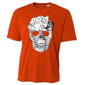 Cat Skull Cute Gift Scary Halloween Skeleton Cat Cute Gift Cooling Performance Crew T-Shirt