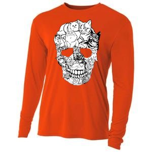 Cat Skull Cute Gift Scary Halloween Skeleton Cat Cute Gift Cooling Performance Long Sleeve Crew