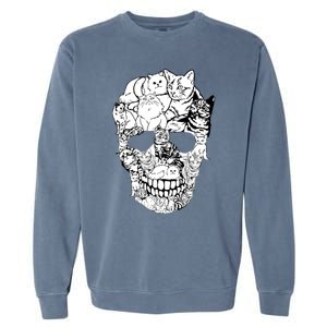 Cat Skull Cute Gift Scary Halloween Skeleton Cat Cute Gift Garment-Dyed Sweatshirt