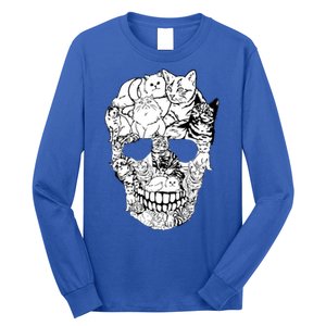 Cat Skull Cute Gift Scary Halloween Skeleton Cat Cute Gift Long Sleeve Shirt