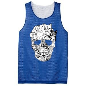 Cat Skull Cute Gift Scary Halloween Skeleton Cat Cute Gift Mesh Reversible Basketball Jersey Tank