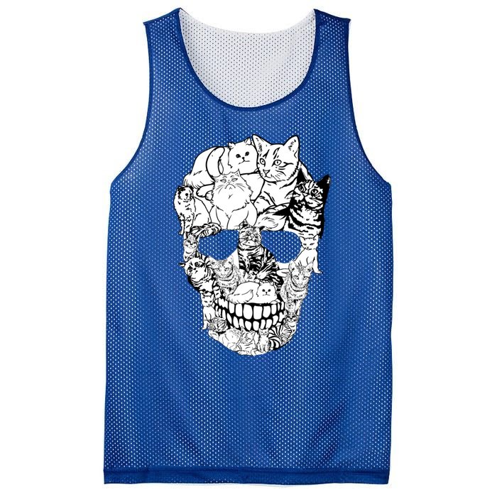 Cat Skull Cute Gift Scary Halloween Skeleton Cat Cute Gift Mesh Reversible Basketball Jersey Tank